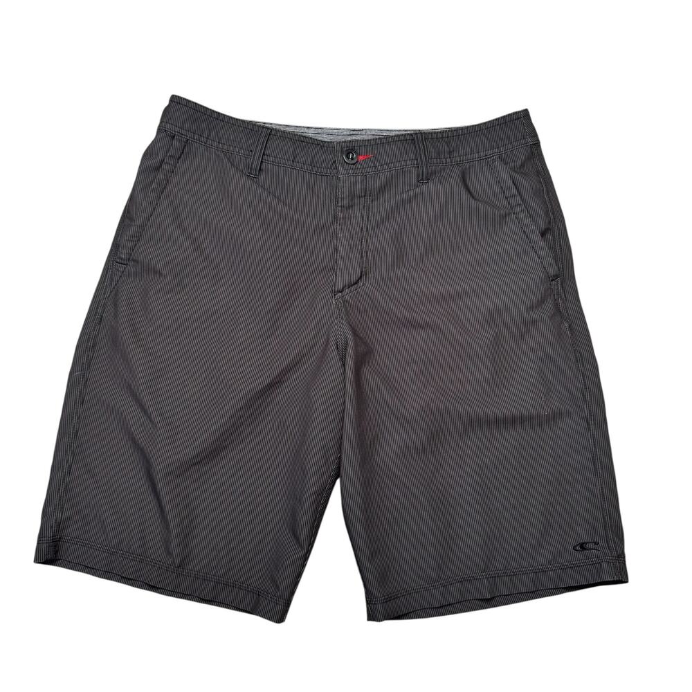 O’NEILL Hybrid Black Tan Vertical Stripe Short Size 34 Mens Boardshort